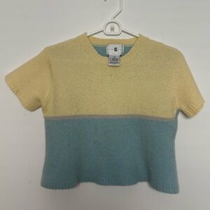 Vintage Cotton Ginny Lambswool Cropped Short Sleeve Sweater Tee Large